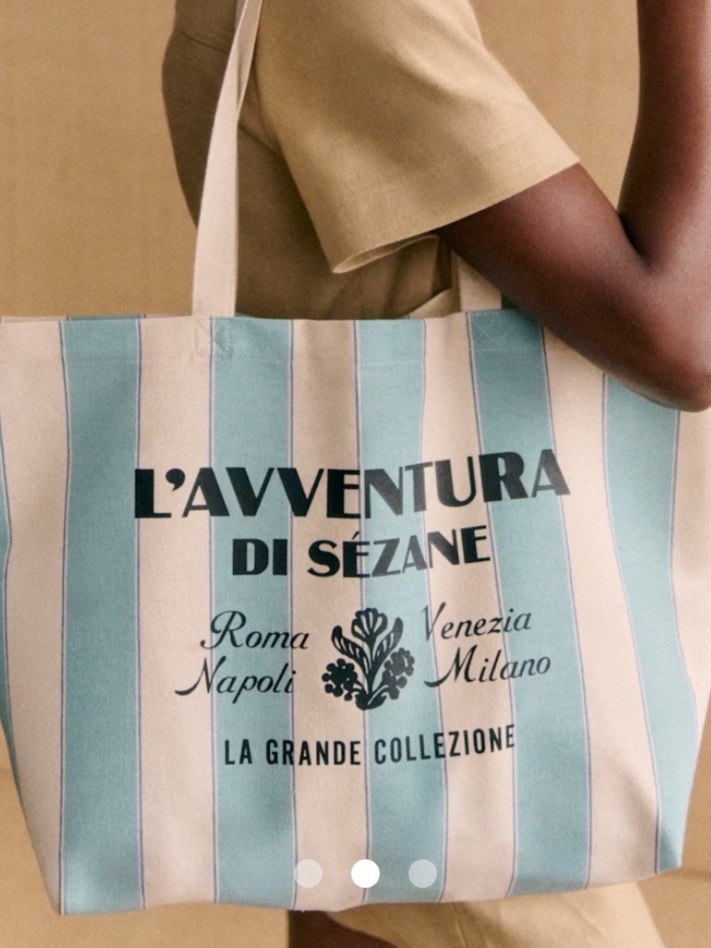 Sézane Blue and Cream Striped Canvas Tote - Picture 4 of 13
